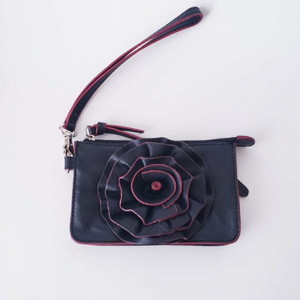 Vintage Black Small Leather Wristlet
